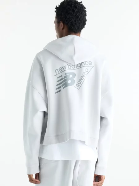 Флисовое худи New Balance серое