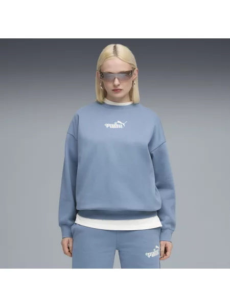 Bluza oversize Essentials Nature z okrągłym dekoltem niebieska