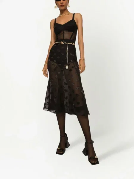 Průsvitné midi sukně Dolce & Gabbana po kolena černé