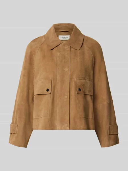 Kroj regular fit kurtka skórzana z naturalnej koziej skóry model ABITO' Weekend Max Mara