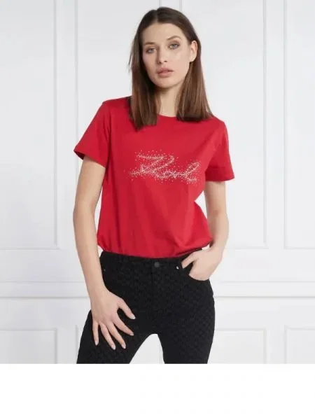 Karl Lagerfeld Tricou rhinestone roșu