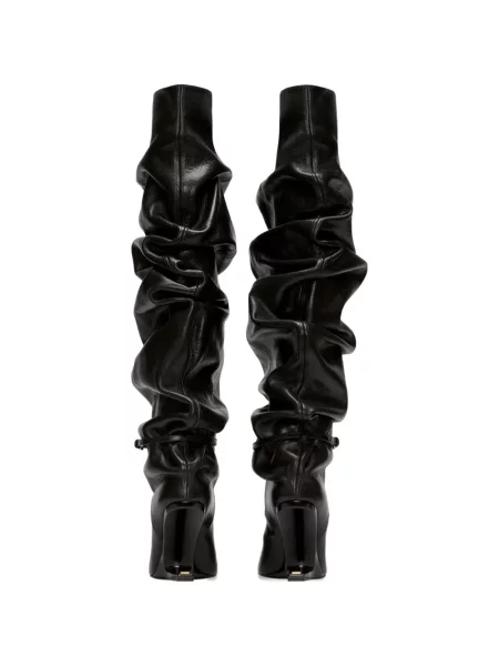 Cizme Balmain din piele cu pană negru