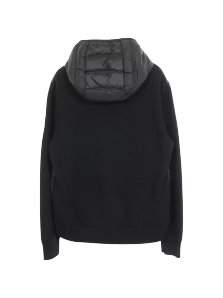 Pletená péřová bunda Moncler s kapucí černá