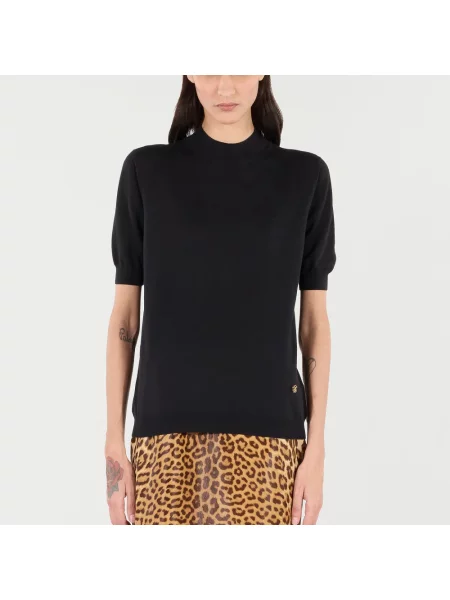Sweter Roberto Cavalli z wysokim kołnierzem czarny