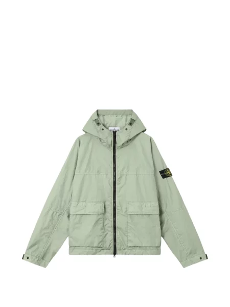 Geacă parka Stone Island cu glugă cu strasuri verde