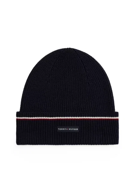 Tommy Hilfiger czapka z zawartością wełny Mężczyźni Wełna niebieski jednolity ONE SIZE granatowa