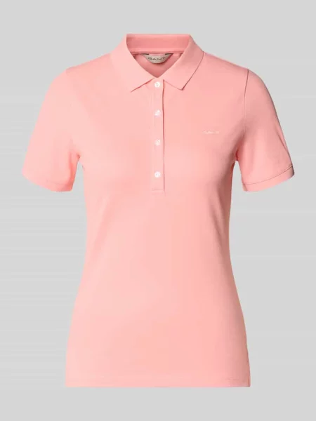 Koszulka polo o kroju slim fit z naszywanym logo Gant różowe