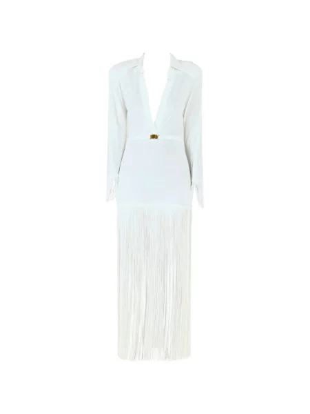 Lung rochie maxi Rowen Rose cu franjuri alb