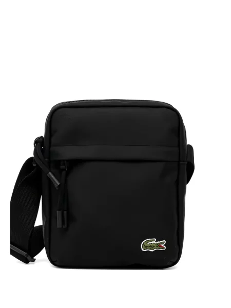 Geanta crossbody Lacoste cu aplicații negru