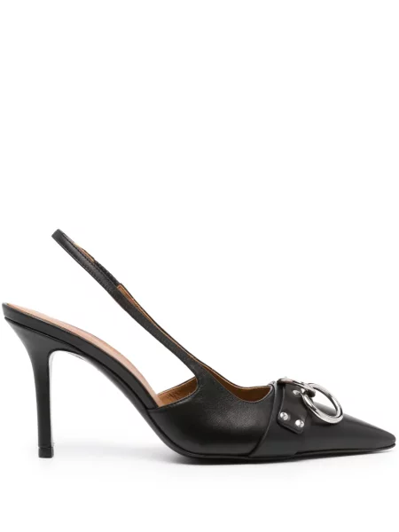 Pantofi cu toc R13 din piele slingback negru