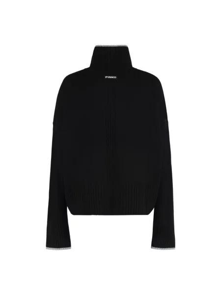 Lniany sweter Pinko czarny