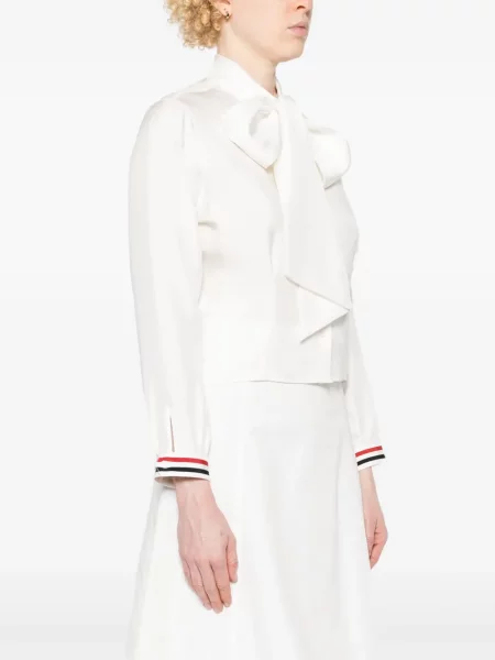 Svilena prugasta košulja Thom Browne bijela