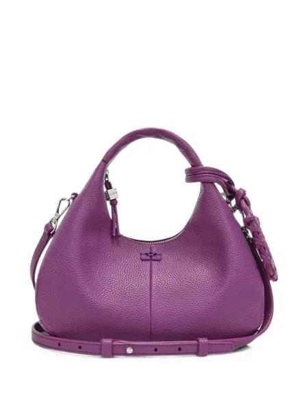 Geantă shopper Ganni din piele violet