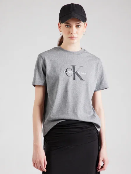Calvin Klein Jeans Marškinėliai CLSSC margai pilka / juoda balta