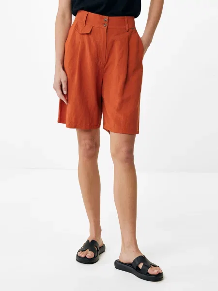 Шорти MEXX помаранчевий/коричневий льон/віскоза помаранчеві