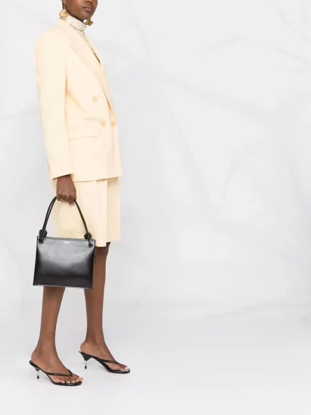 Kožna torbica Jil Sander crna