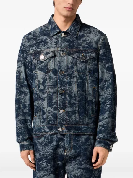 Geacă de blugi Philipp Plein cu imagine albastru
