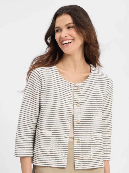 More & More blezer z dzianiny Kobiety zielony|biały w 34 biała