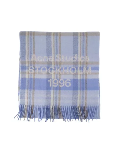 Szal Acne Studios w kratę niebieska