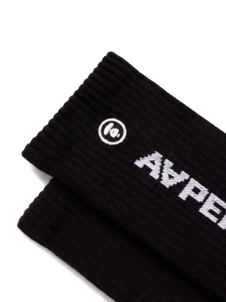 Плетени чорапи Aape By *a Bathing Ape® с автограф черно