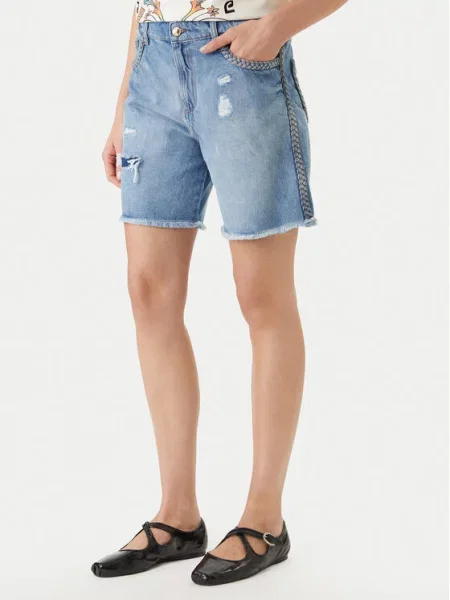 Just Cavalli Szorty jeansowe CDWCD Granatowy