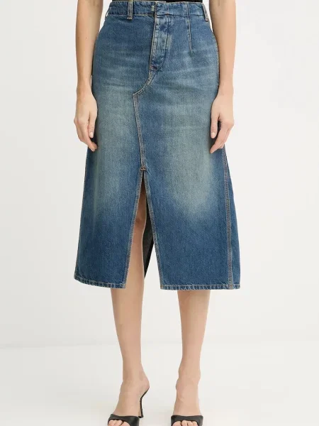 Rifľová sukňa Victoria Beckham modrá