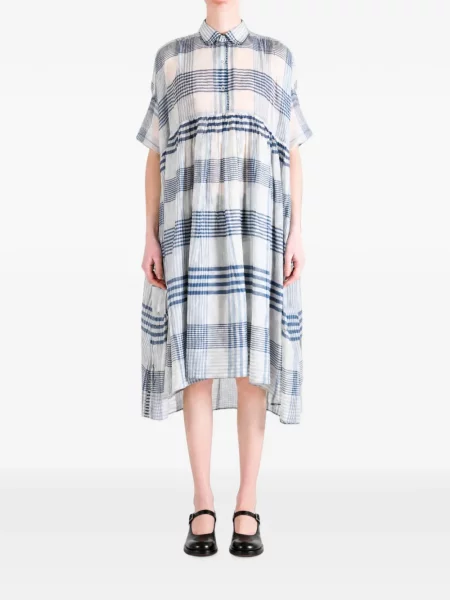 Rochie midi Pero în carouri alb