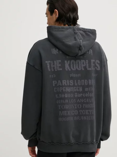 Mikina The Kooples s kapucí s potiskem šedá