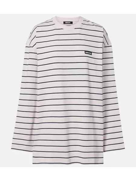 Tricou Rotate cu dungi din jerseu roz