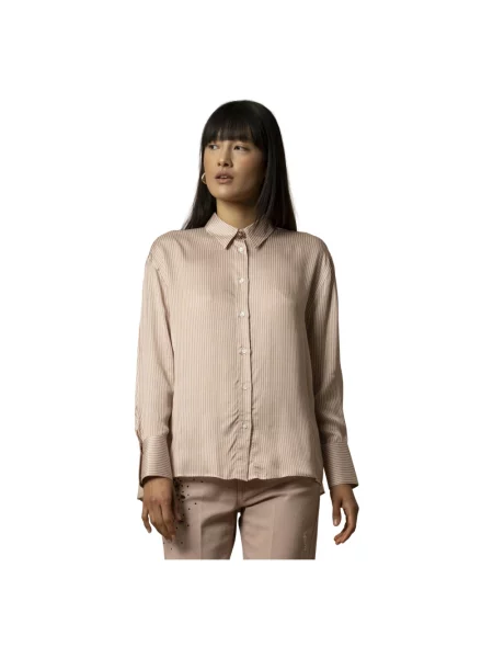 Koszula Kocca w paski z długim rękawem elegancka różowa