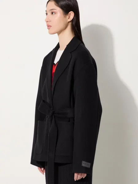Kenzo geaca de lana Double Face Workwear Jacket negru