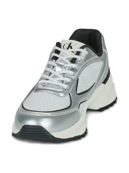 Dámske topánky Calvin Klein Hike Runner Lace Up Mesh Mix silver/black/bright white sivá