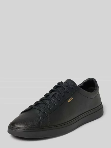 Sneakersy ze skóry bydlęcej nappa z detalem z logo Boss czarne