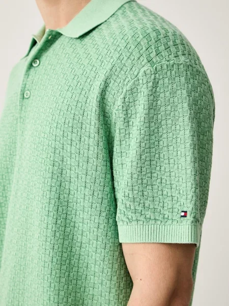 Tommy Hilfiger тениска тип пулове с яка мъжка от зелено