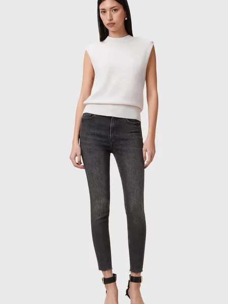 Дънки AllSaints MILLER с висока талия сиво