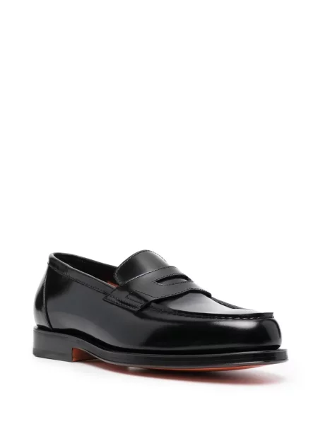 Pantofi loafer Santoni din piele slip-on negru