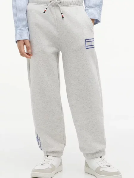 TOMMY HILFIGER Pantaloni Outline Flag Wide Cuffed Leg albastru / amestecat gri