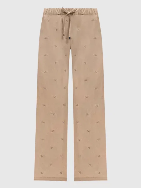 Брюки The Attico с вышивкой бежевые