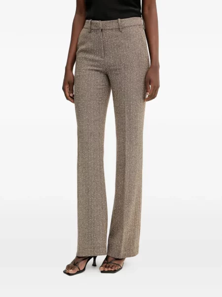 Spodnie Ermanno Firenze w jodełkę brązowe