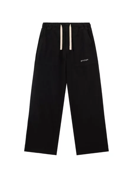 Pantaloni Palm Angels cu broderie alergare cu cordon negru
