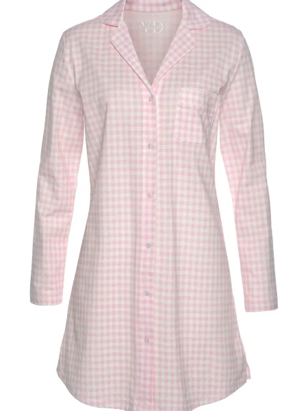 VIVANCE Spalna srajca roza bela