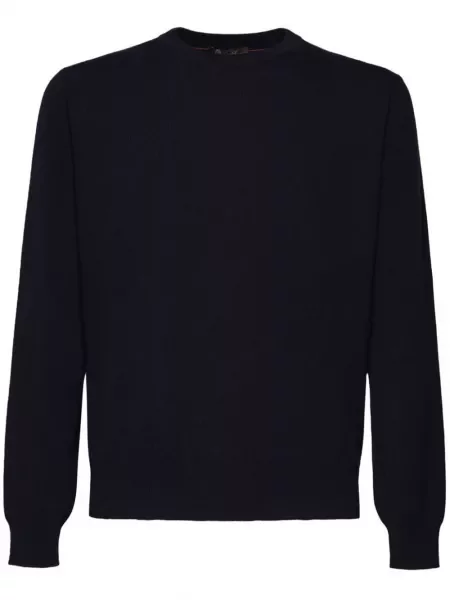 Pulover Loro Piana cu decolteu rotund albastru
