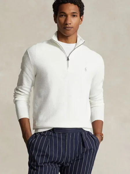 Polo Ralph Lauren pulover de pentru copii COTTON light cu turtleneck alb