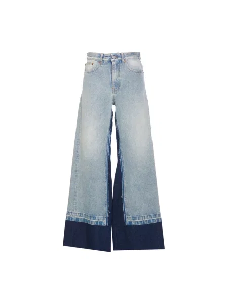 Szerokie jeansy Mm6 Maison Margiela z logo niebieskie