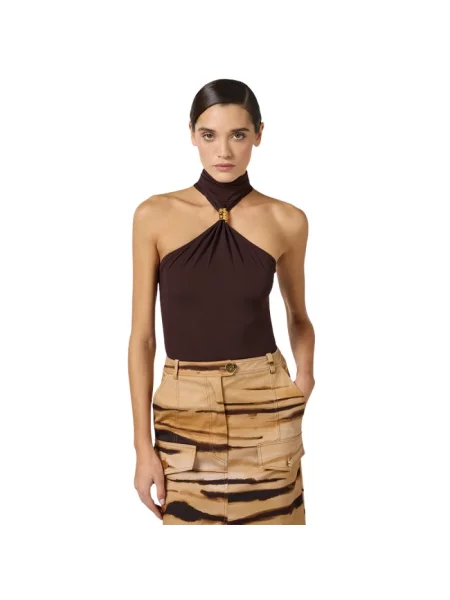 Top Elisabetta Franchi bez rękawów brązowy