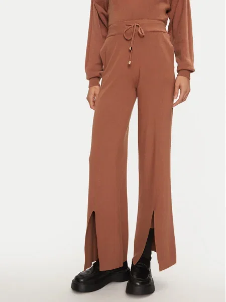Fracomina Pantaloni tricotați Wide Leg maro