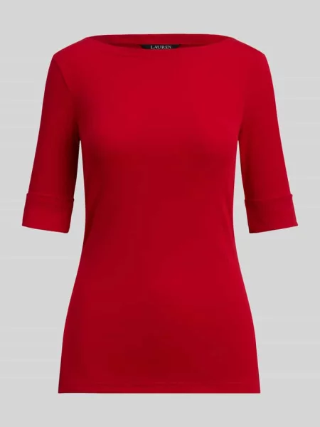 T-shirt o kroju slim fit z mieszanka bawełny model JUDY' Lauren Ralph Lauren czerwona