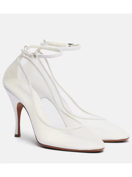 Pantofi cu toc Alaïa plasă alb