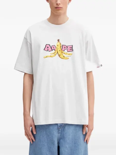 Scurt tricou Aape By A Bathing Ape cu imagine gri