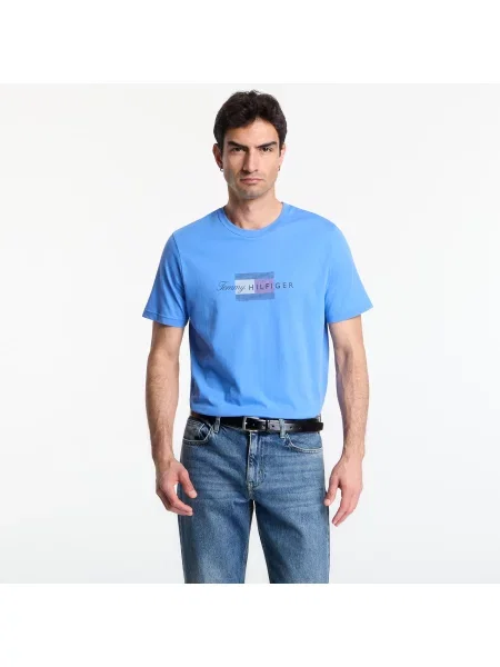 Tričko Tommy Hilfiger Script Flag Regular Tee Blue Spell M modré